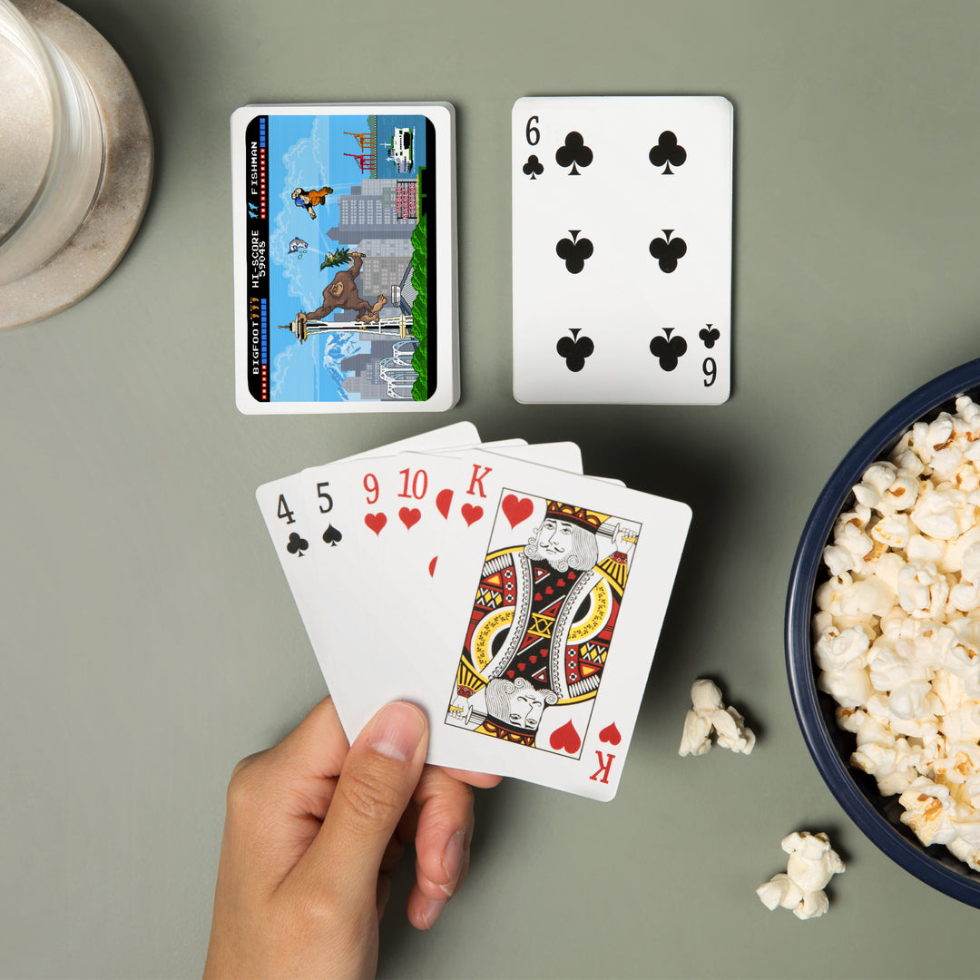 Playing Cards, Seattle, Washington, 8-Bit Retro Video Game, 52 Card Deck with Jokers in Box, Unique Art