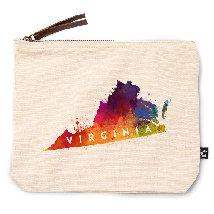 Virginia, State Abstract Watercolor, Contour, Lantern Press Artwork, Accessory Go Bag