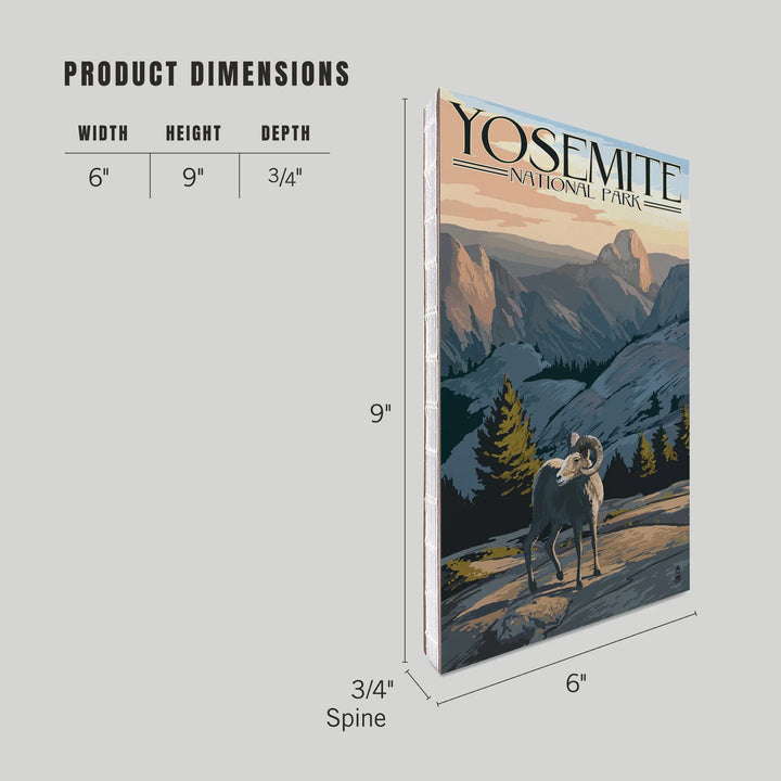 Lined 6x9 Journal, Yosemite National Park, California, Big Horn Sheep, Lay Flat, 193 Pages, FSC paper