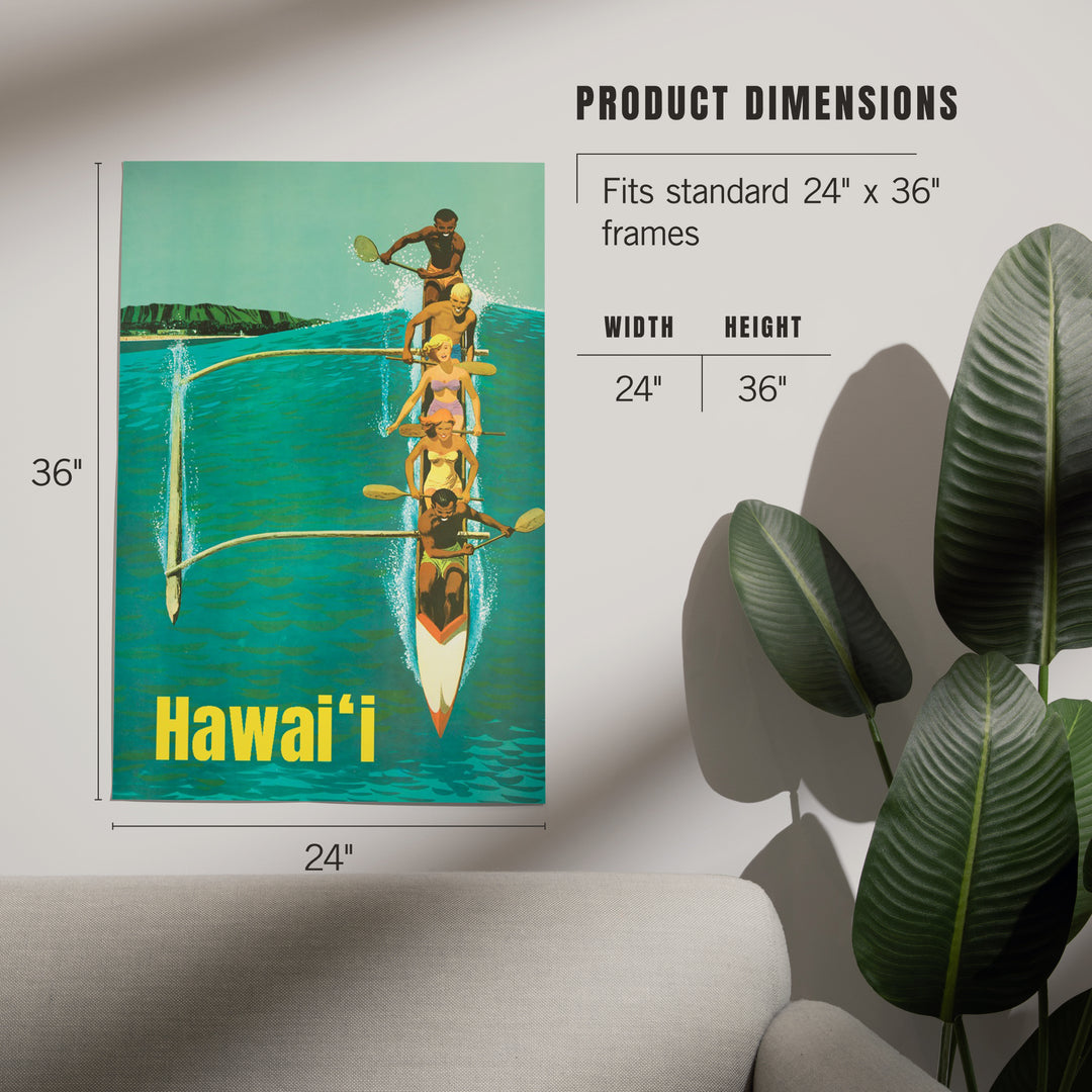Hawaii, Outrigger Wave, Art & Giclee Prints