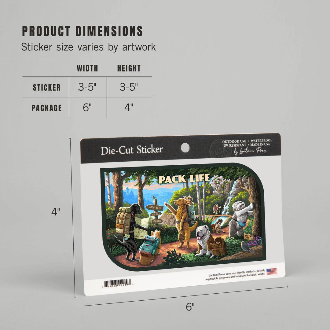 Pack Life – Hiking Dogs Camping Adventure, Vinyl Sticker