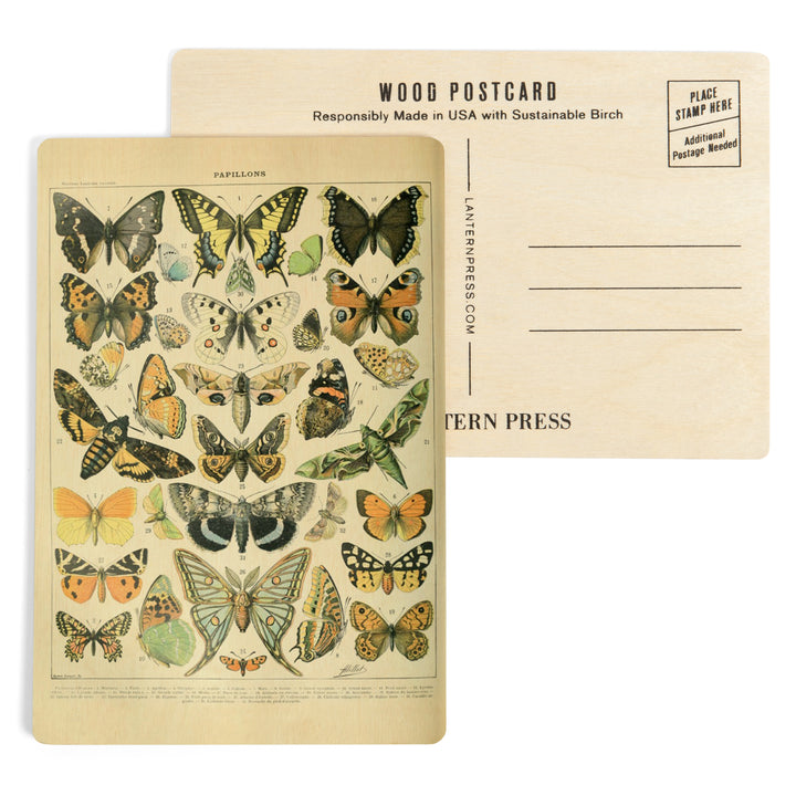 Butterflies, A, Vintage Bookplate, Adolphe Millot, Wood Sign and Postcards
