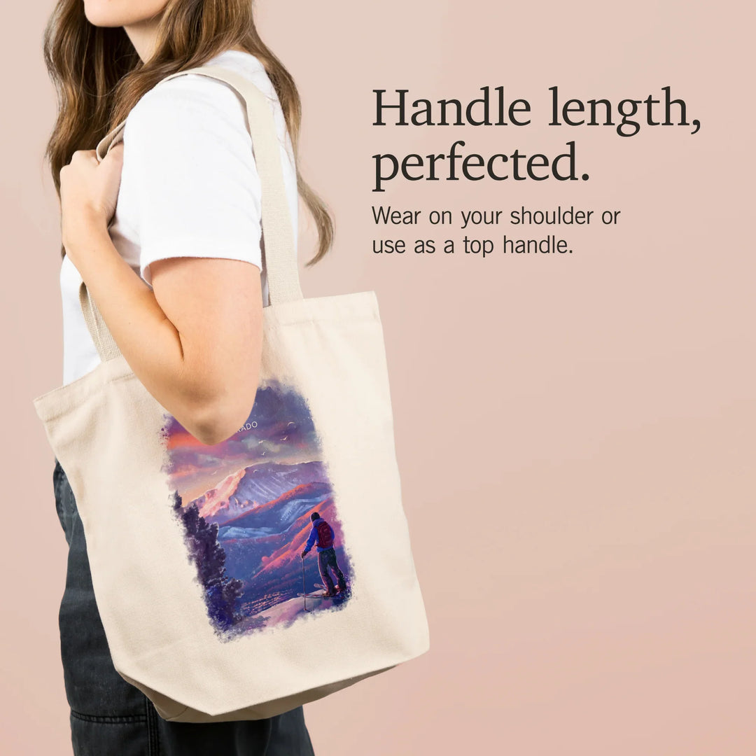 Vail, Colorado, Watercolor Study, Purple Skies, Ski View, Tote Bag