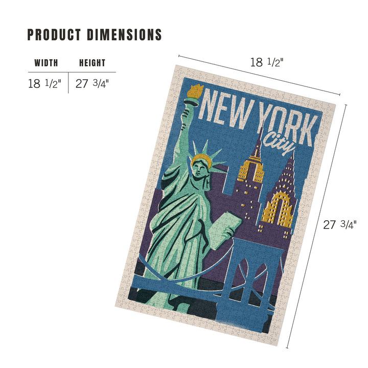 New York City, Woodblock City Series, Skyline, 1000 Piece Jigsaw Puzzle