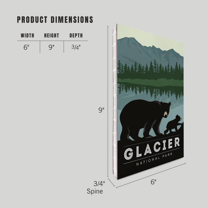 Lined 6x9 Journal, Glacier National Park, Black Bear and Cub, Lay Flat, 193 Pages, FSC paper