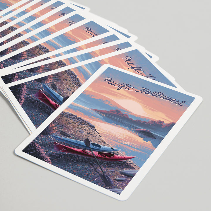 Playing Cards, Pacific Northwest, Glassy Sunrise, Kayak, 52 Card Deck with Jokers in Box, Unique Art