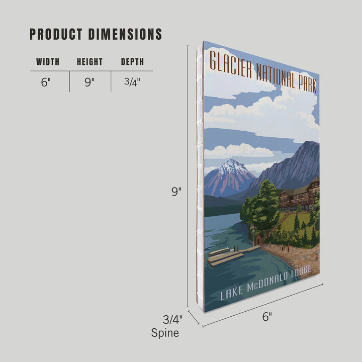 Lined 6x9 Journal, Glacier National Park, Montana, Lake McDonald Lodge, Lay Flat, 193 Pages, FSC paper