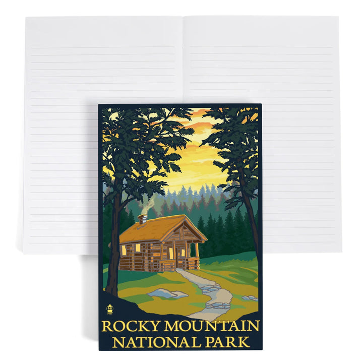 Lined 6x9 Journal, Rocky Mountain National Park, Colorado, Cabin Scene, Lay Flat, 193 Pages, FSC paper