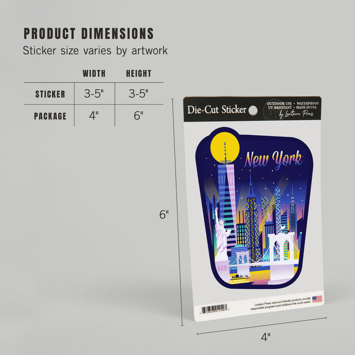 New York City, Retro Skyline Chromatic Series, Vinyl Sticker