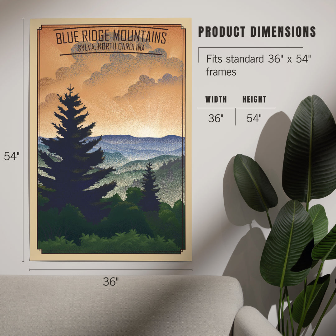 Sylva, North Carolina, Lithograph, Blue Ridge Mountains, Sunrise, Art & Giclee Prints