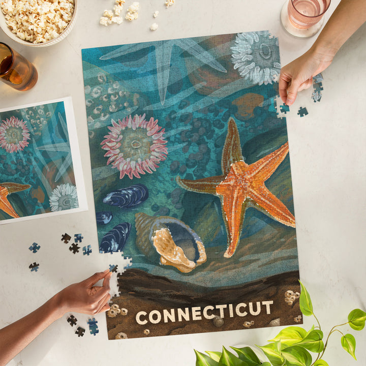 Connecticut, Painterly, Tiny World Huge Wonders, Starfish and Shells, Jigsaw Puzzle