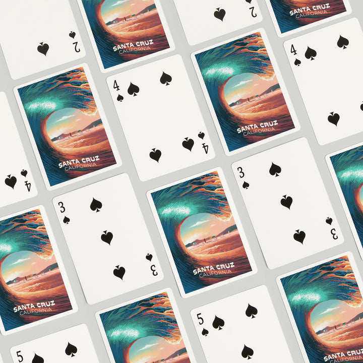Playing Cards, Santa Cruz, California, Epic Wave, 52 Card Deck with Jokers in Box, Unique Art