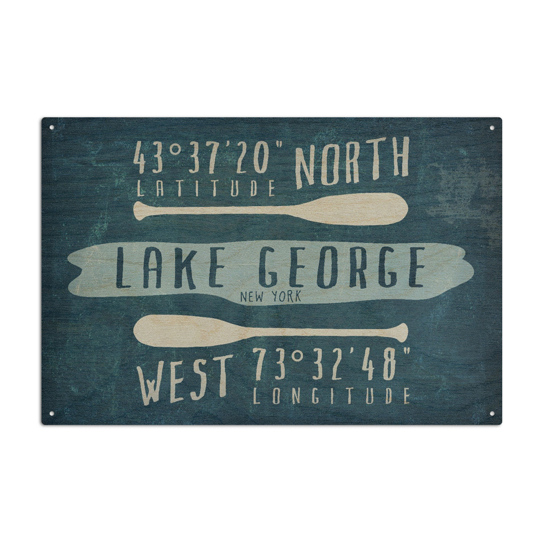 Lake George, New York, Lake Essentials, Latitude & Longitude, Lantern Press Artwork, Wood Signs and Postcards