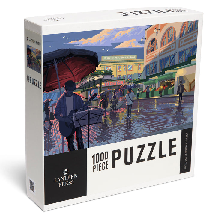 Seattle, Washington, Painterly, Public Market, 1000 Piece Jigsaw Puzzle