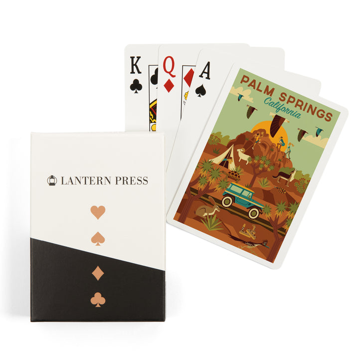 Playing Cards, Palm Springs, California, Geometric Series, 52 Card Deck with Jokers in Box, Unique Art