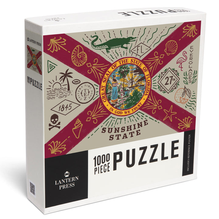 Florida, Illustrated Flag, State Series, 1000 Piece Jigsaw Puzzle