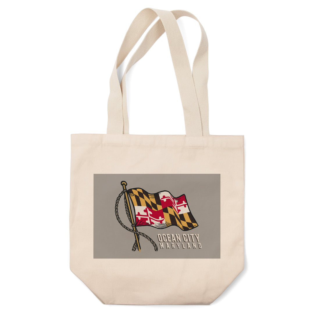 Ocean City, Maryland, Waving State Flag, State Series, Contour, Tote Bag
