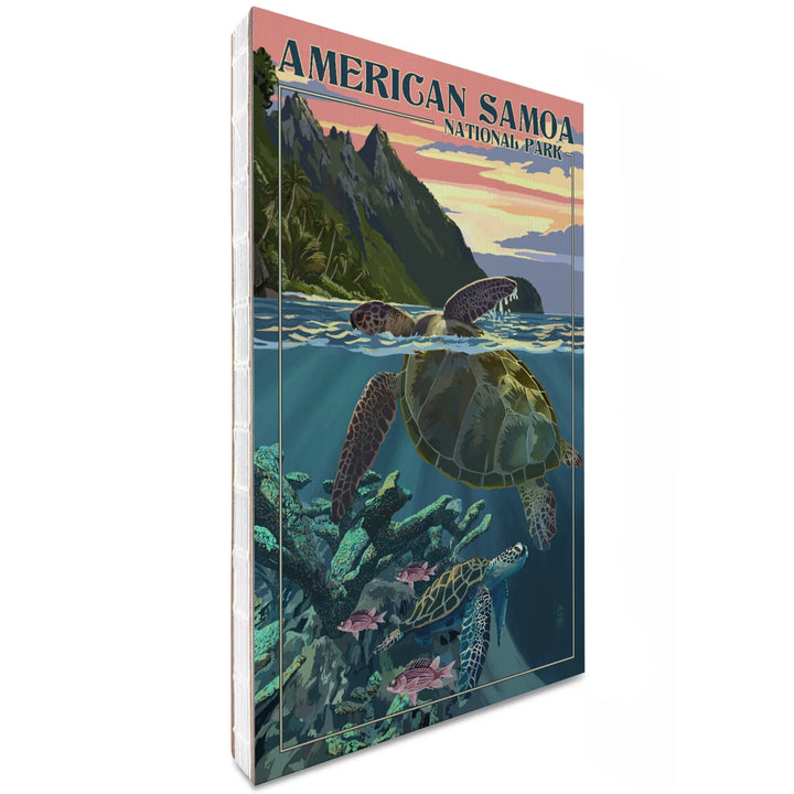 Lined 6x9 Journal, American Samoa National Park, American Samoa, Sea Turtles and Sunset, Painterly Series, Lay Flat, 193 Pages, FSC paper
