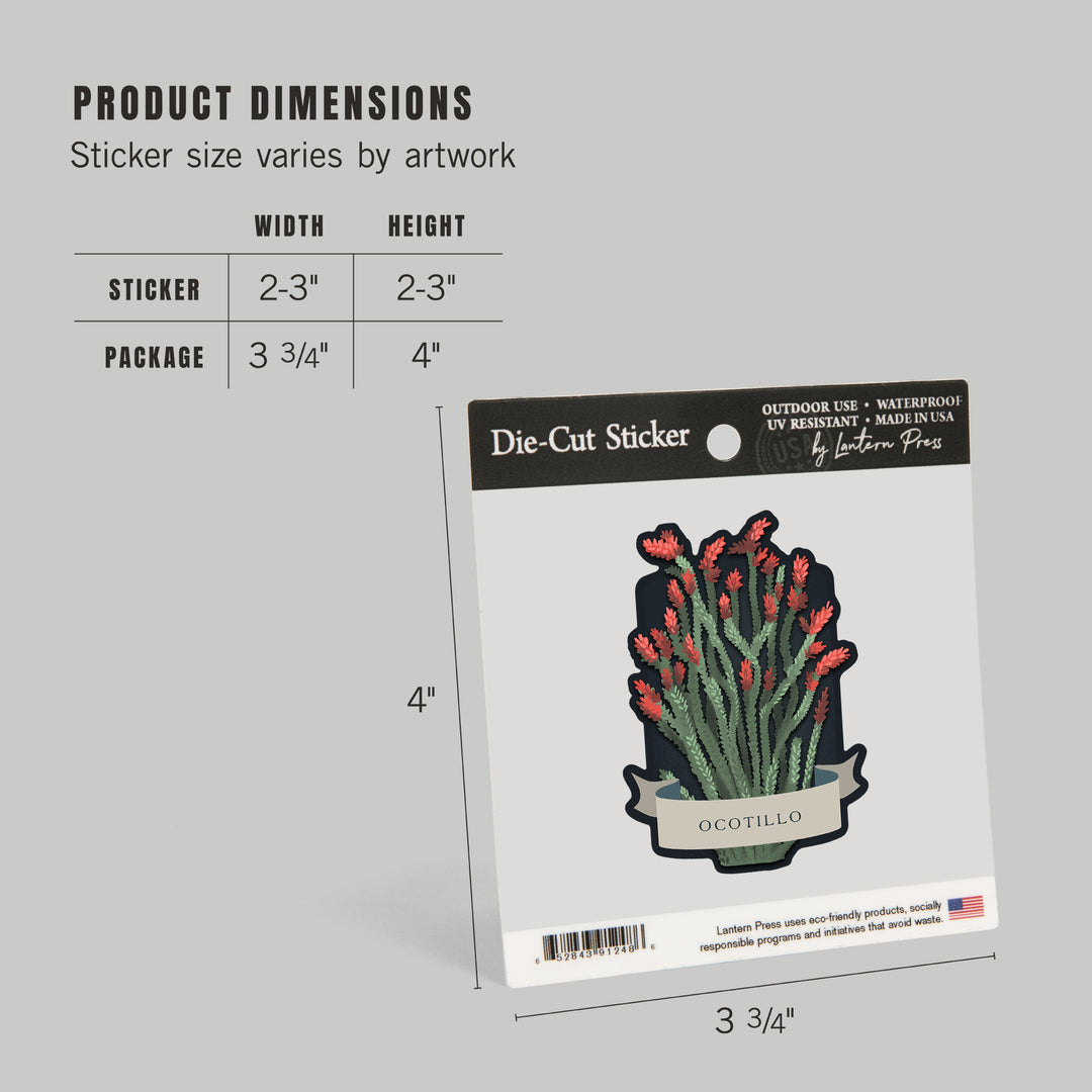 Vintage Flora Noir, Ocotillo, Vinyl Sticker