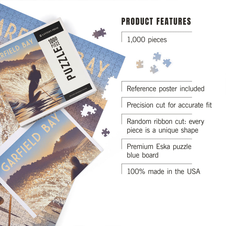 Garfield Bay, Idaho, Get Outside Series, Lithograph, Lean Into Adventure, Water Skiing, 1000 Piece Jigsaw Puzzle