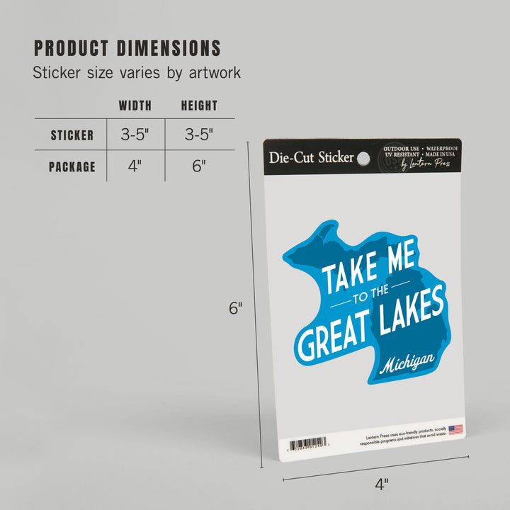 Great Lakes, Michigan, Take Me to the Great Lakes, Simply Said, Contour, Vinyl Sticker