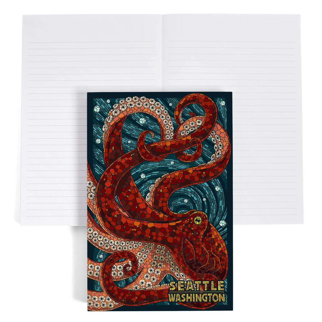 Lined 6x9 Journal, Seattle, Washington, Octopus Mosaic, Lay Flat, 193 Pages, FSC paper