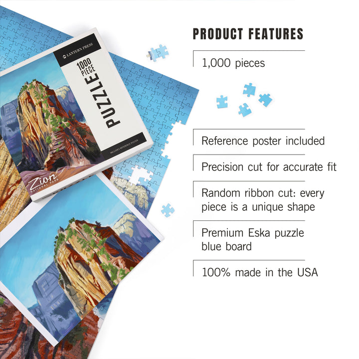 Zion National Park, Utah, Angels Landing, Oil Painting, Jigsaw Puzzle