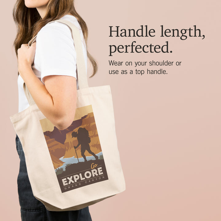 Grand Canyon National Park, Arizona, Go Explore, Backpacker, Vector Style, Tote Bag