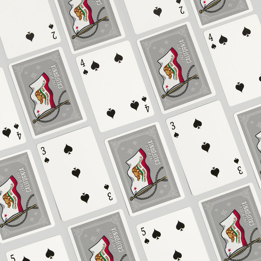 Playing Cards, Long Beach, California, Waving State Flag, State Series, 52 Card Deck with Jokers in Box, Unique Art