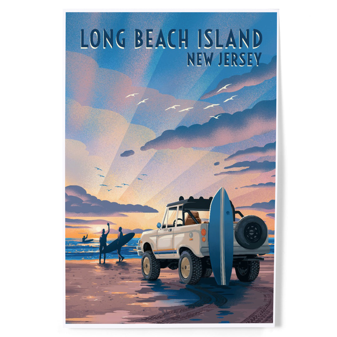 Long Beach Island, New Jersey, Beach Lithograph, Art & Giclee Prints