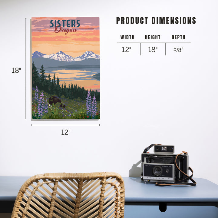 Sisters, Oregon, Bear & Spring Flowers, Lantern Press Artwork, Wood Signs and Postcards