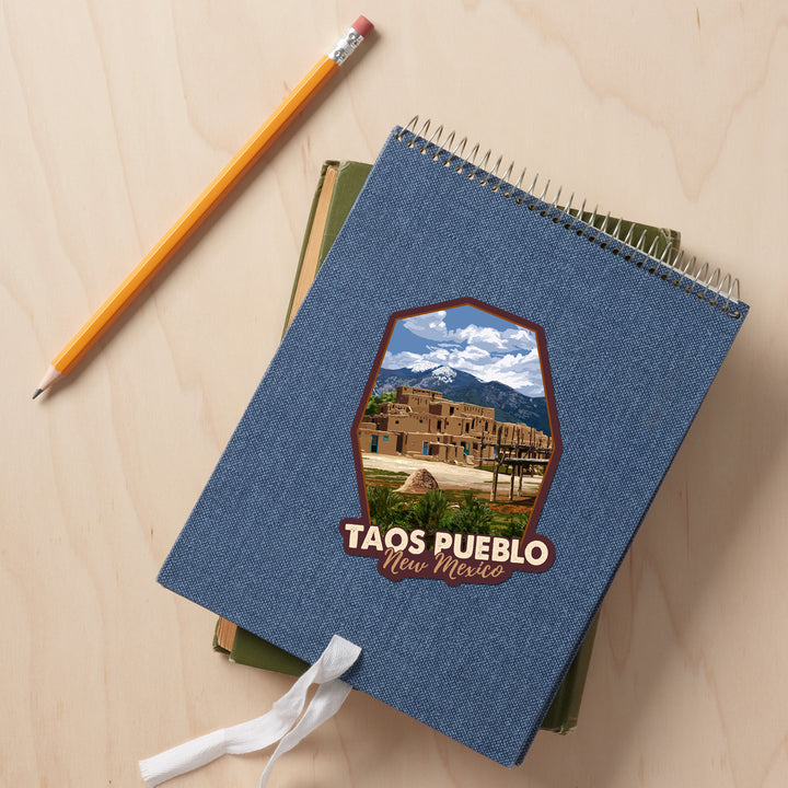 Taos, New Mexico, Taos Pueblo Ruins Scene, Contour, Vinyl Sticker