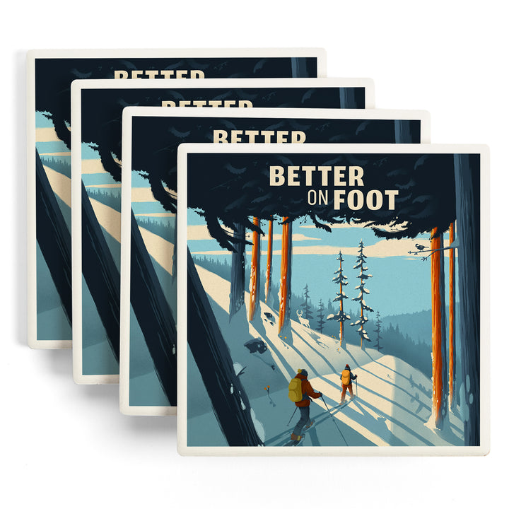 Better on Foot, Snowshoeing, Sentiment, Coaster Set