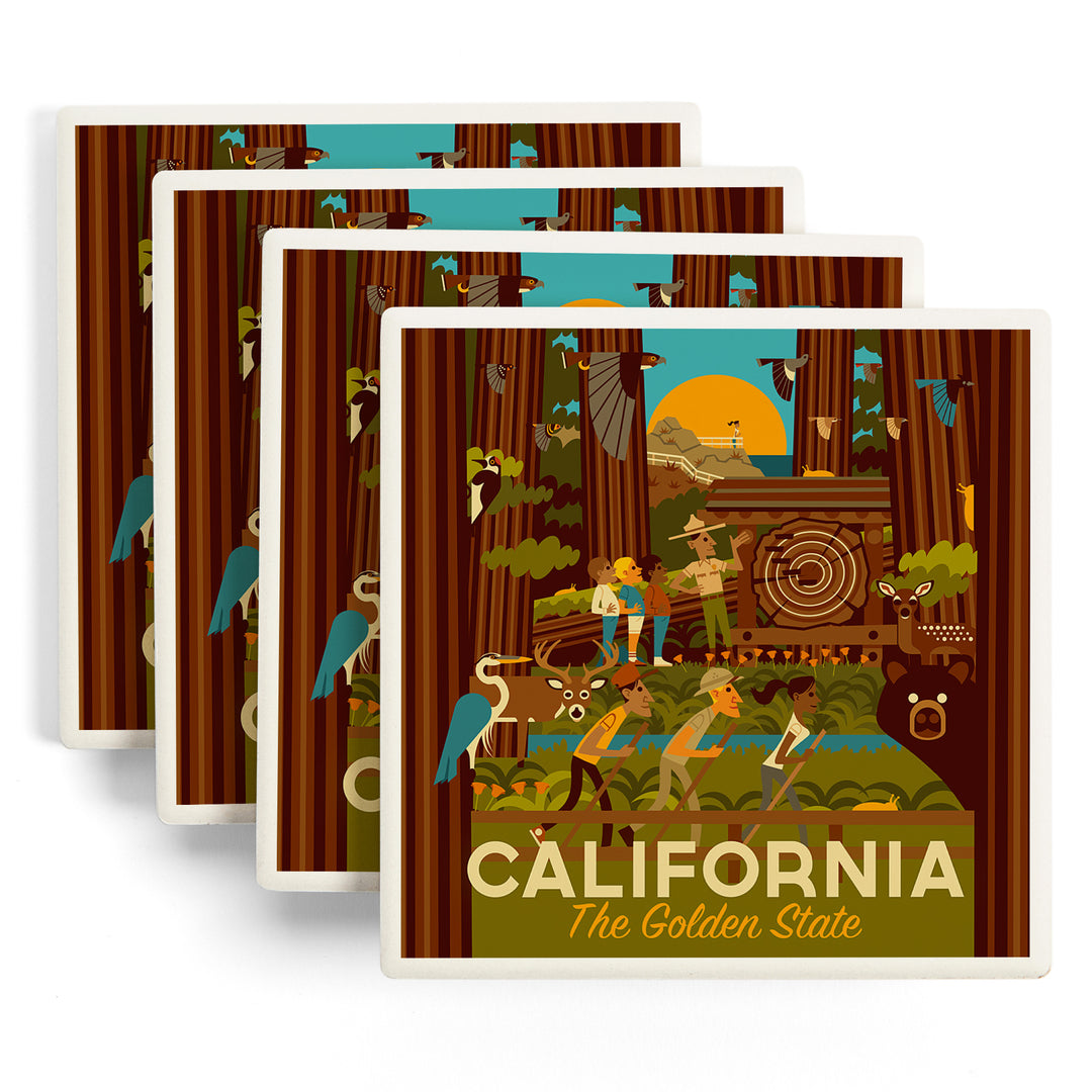 California, Geometric, The Golden State, Coaster Set