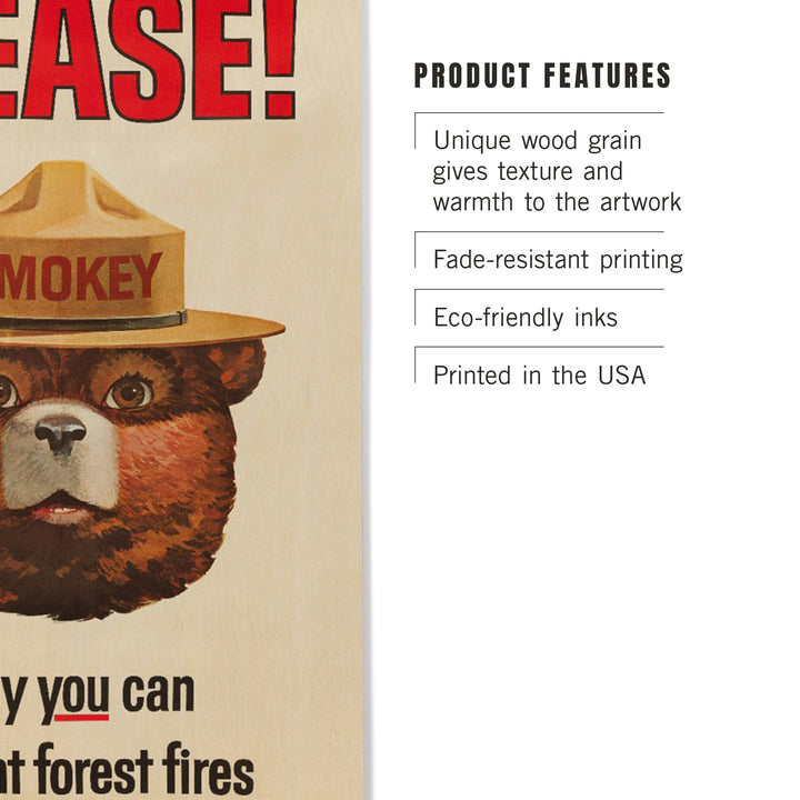Smokey Bear Vintage Poster, Only You Can Prevent, Wood Sign and Postcards