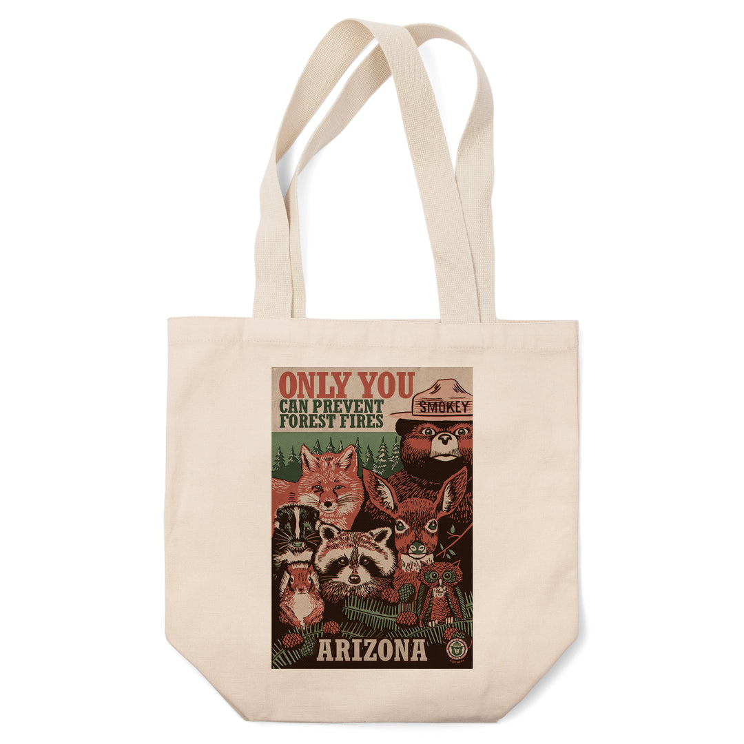 Arizona, Smokey Bear and Woodland Creatures, Tote Bag