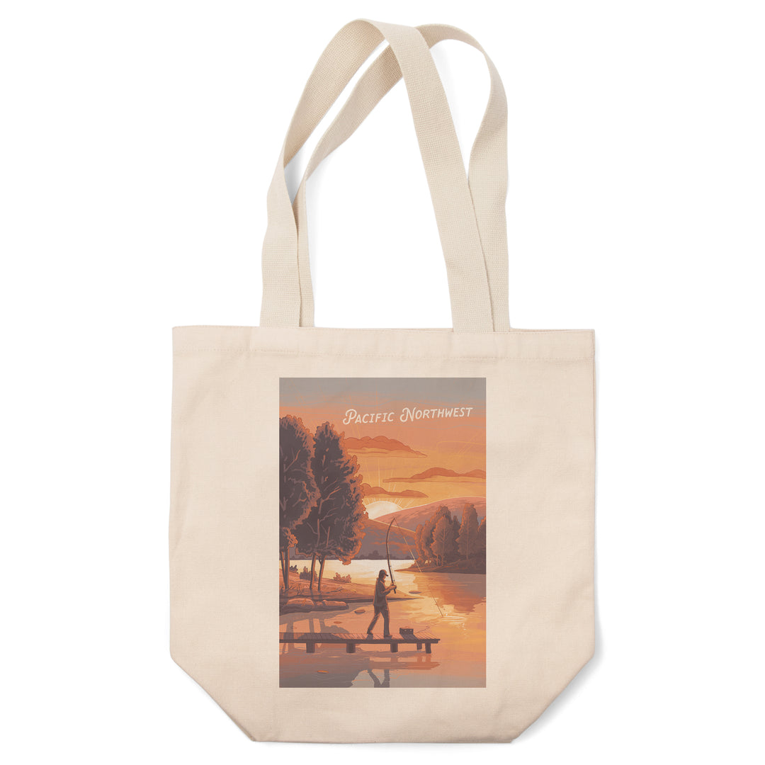 Pacific Northwest, This is Living, Fishing with Hills, Tote Bag