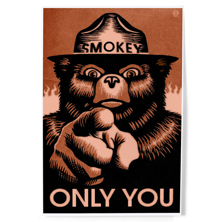 Smokey Bear, Only You, Halftone Red, Officially Licensed, Art & Giclee Prints