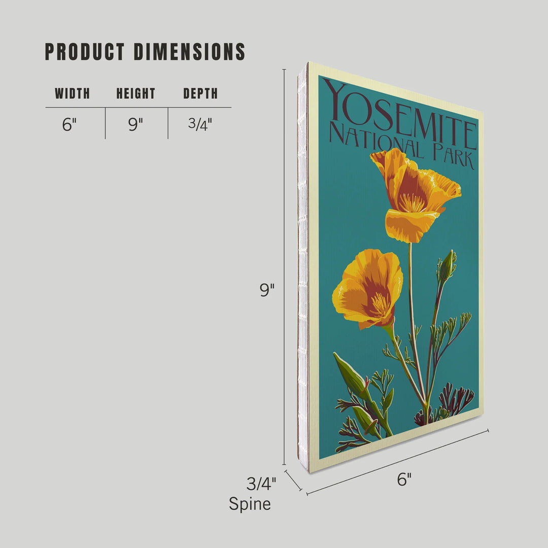 Lined 6x9 Journal, Yosemite National Park, California, Poppy, Letterpress, Lay Flat, 193 Pages, FSC paper