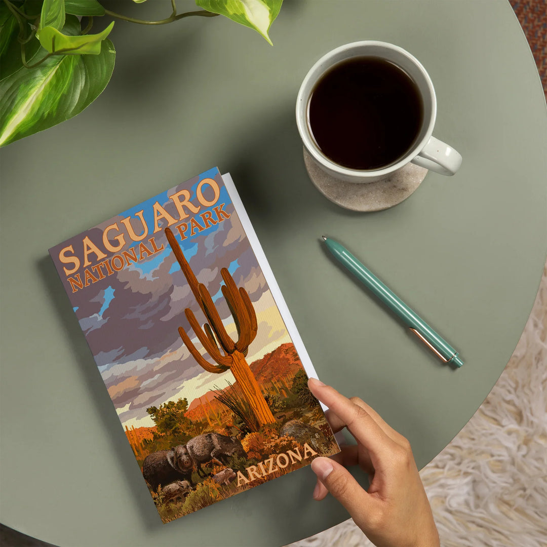 Lined 6x9 Journal, Saguaro National Park, Javelina, Lay Flat, 193 Pages, FSC paper