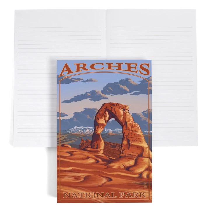 Lined 6x9 Journal, Arches National Park, Utah, Delicate Arch, Painterly Series, Lay Flat, 193 Pages, FSC paper