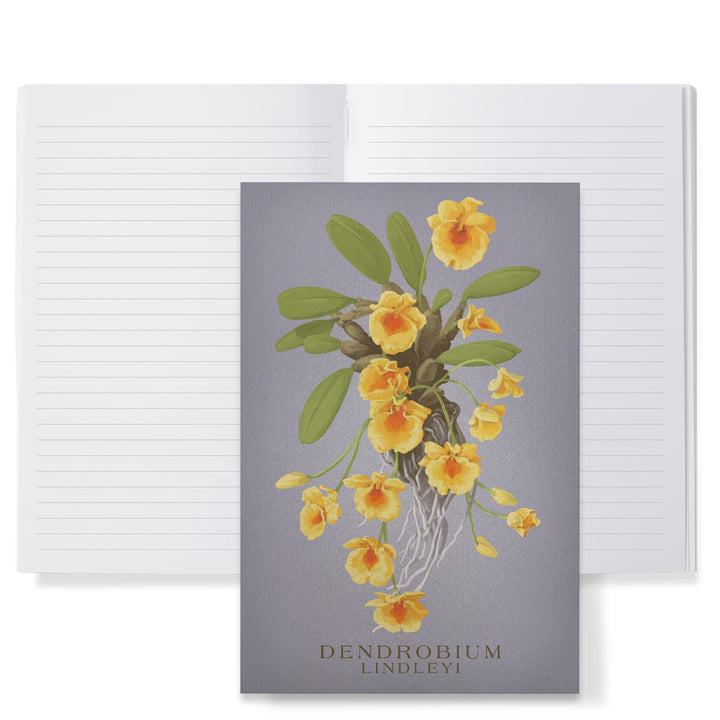 Lined 6x9 Journal, Dendrobium, Orchid, Vintage Flora, Lay Flat, 193 Pages, FSC paper