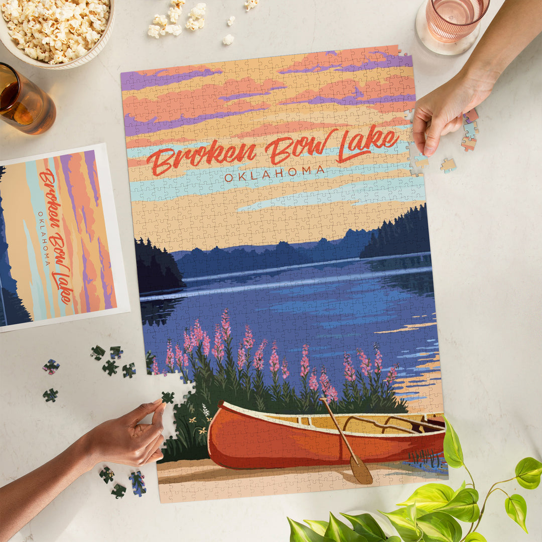 Broken Bow Lake, Oklahoma, Canoe and Lake, Jigsaw Puzzle