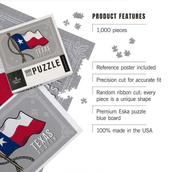 Austin, Texas, Waving State Flag, State Series, 1000 Piece Jigsaw Puzzle