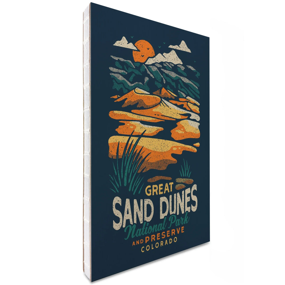 Lined 6x9 Journal, Colorado, Great Sand Dunes National Park and Preserve, Distressed, Lay Flat, 193 Pages, FSC paper