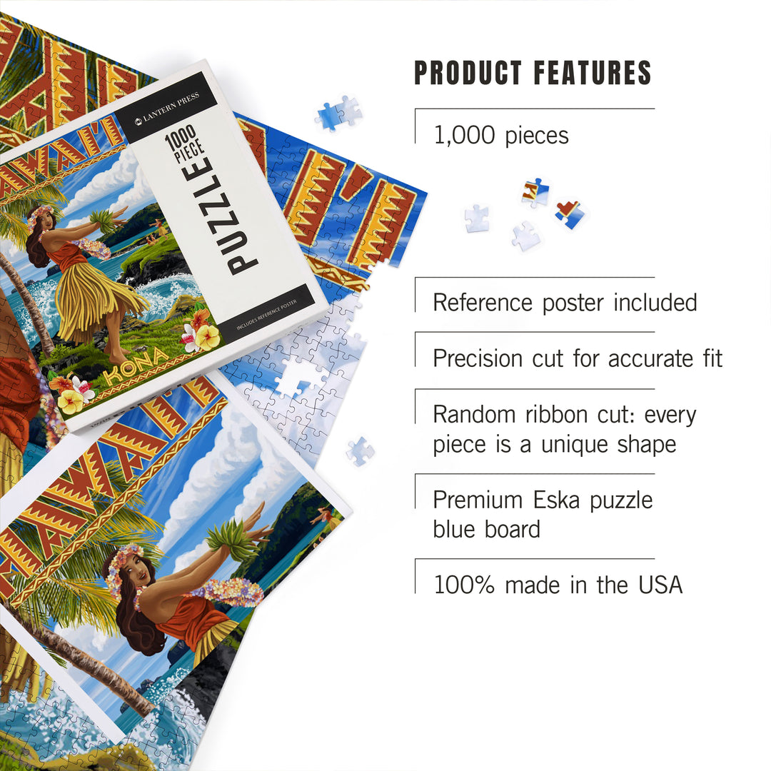 Kona, Hawaii, Hula Girl on Coast, Jigsaw Puzzle
