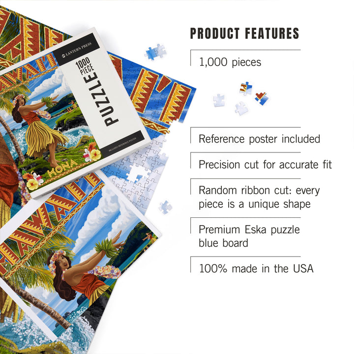 Kona, Hawaii, Hula Girl on Coast, Jigsaw Puzzle