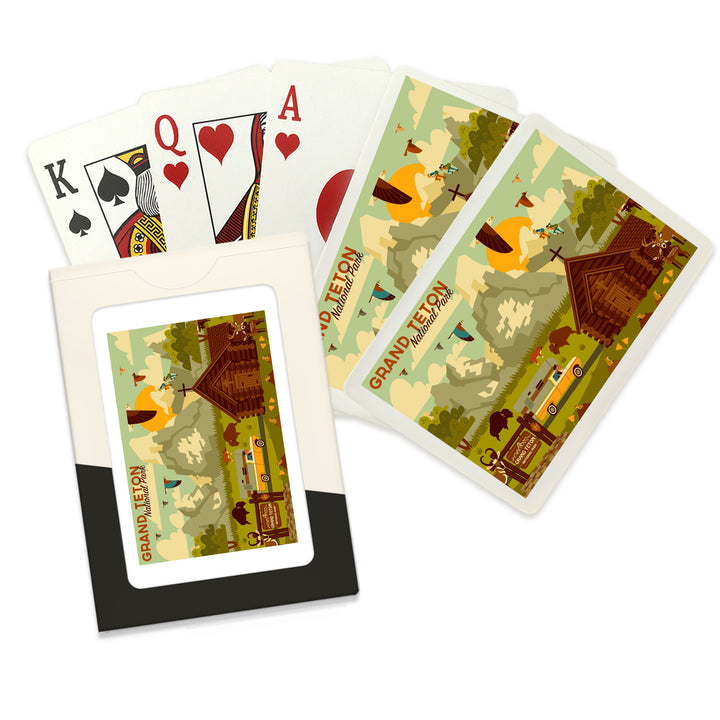 Playing Cards, Grand Teton National Park, Wyoming, Geometric Experience Collection, 52 Card Deck with Jokers in Box, Unique Art