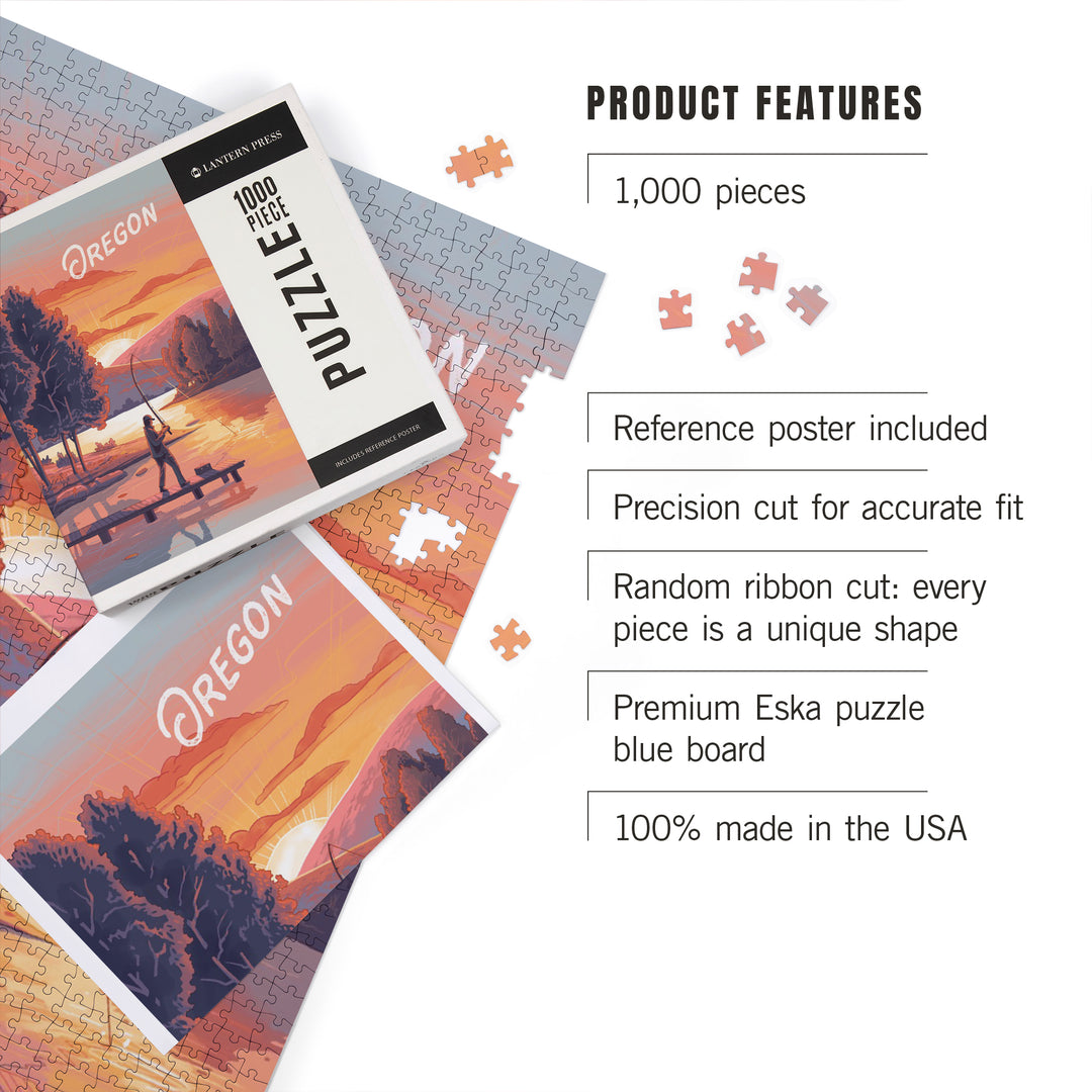 Oregon, This is Living, Fishing with Hills, 1000 Piece Jigsaw Puzzle