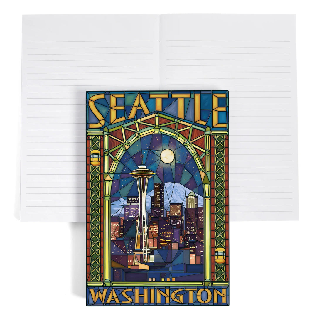 Lined 6x9 Journal, Seattle, Washington, Stained Glass Window, Lay Flat, 193 Pages, FSC paper